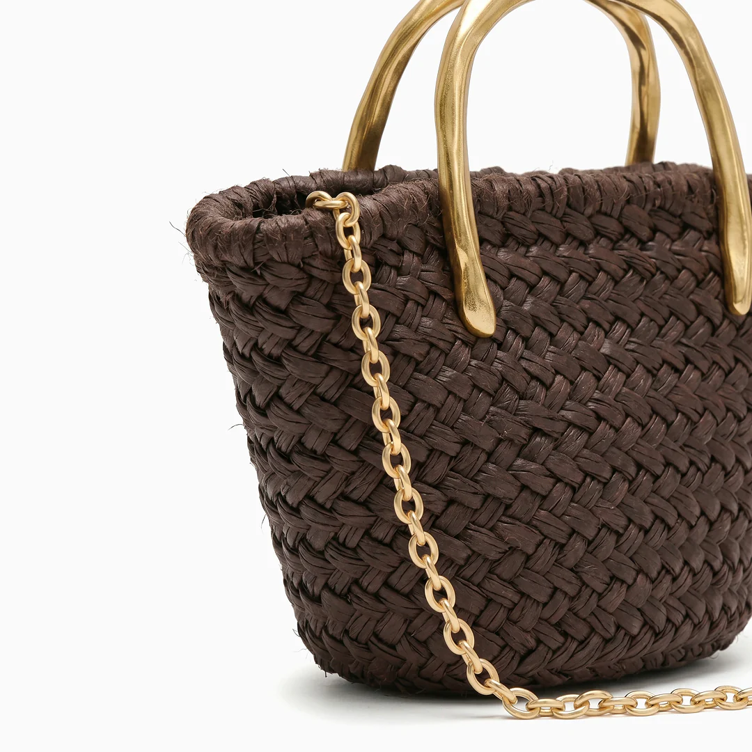 Cora Woven Straw Chain Bag - Image 2