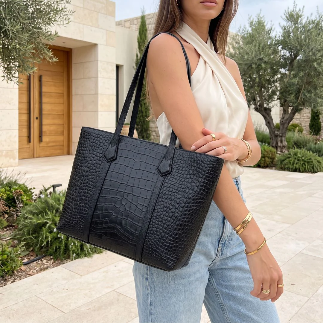 Isadora Croc-Embossed Tote - Image 8