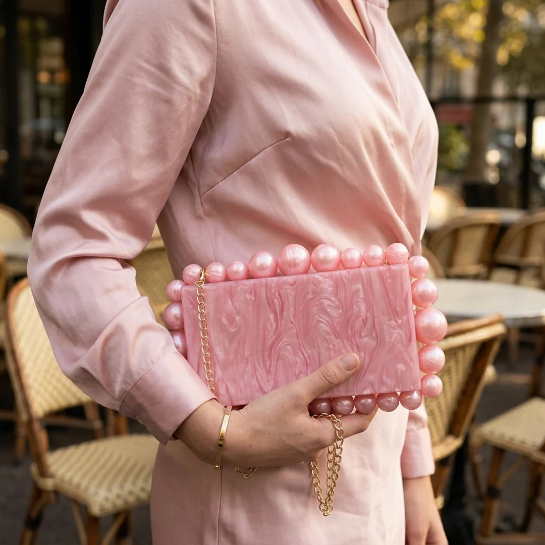 Lola Pearlescent Beaded Clutch - Image 13