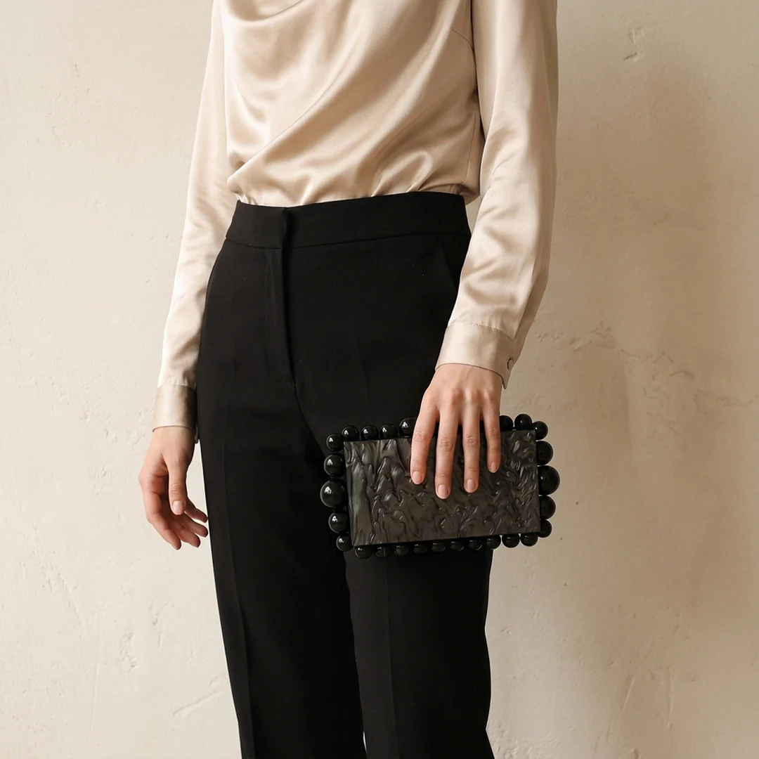 Lola Pearlescent Beaded Clutch - Image 8