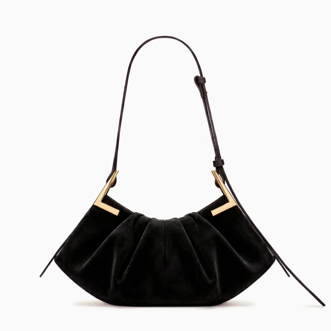 Talia Pleated Suede Handbag